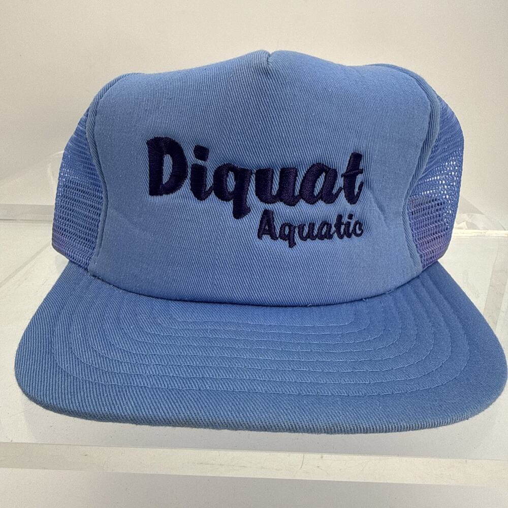 VTG BlueNylon SnapBack Mesh Trucker Baseball Cap Diquat Aquatic Farmer Herbicide
